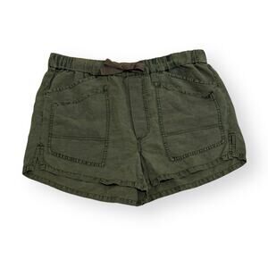 Pilcro Olive Green High-Waist Cotton Drawstring Shorts